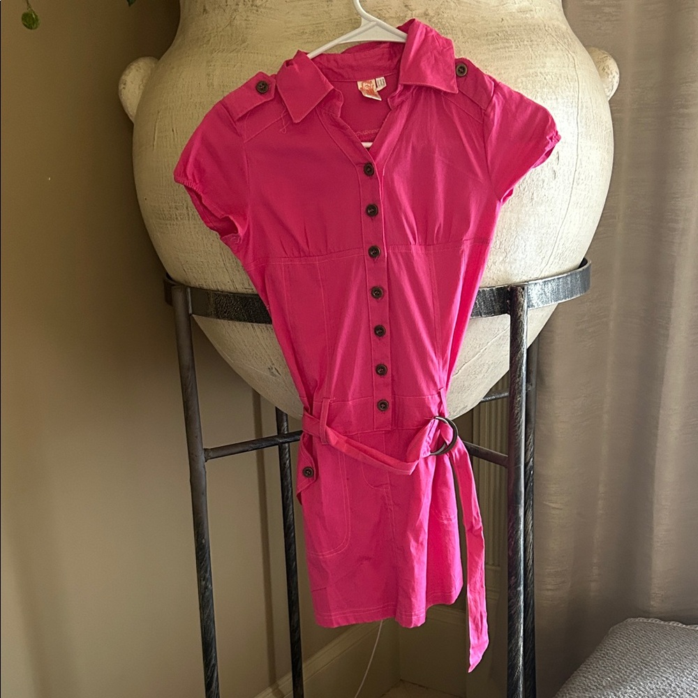 Pink Button-Up Kids Casual Dress